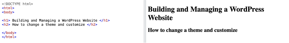 HTML Heading Result