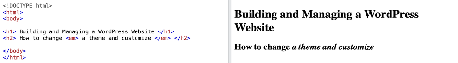 HTML "em" Tag